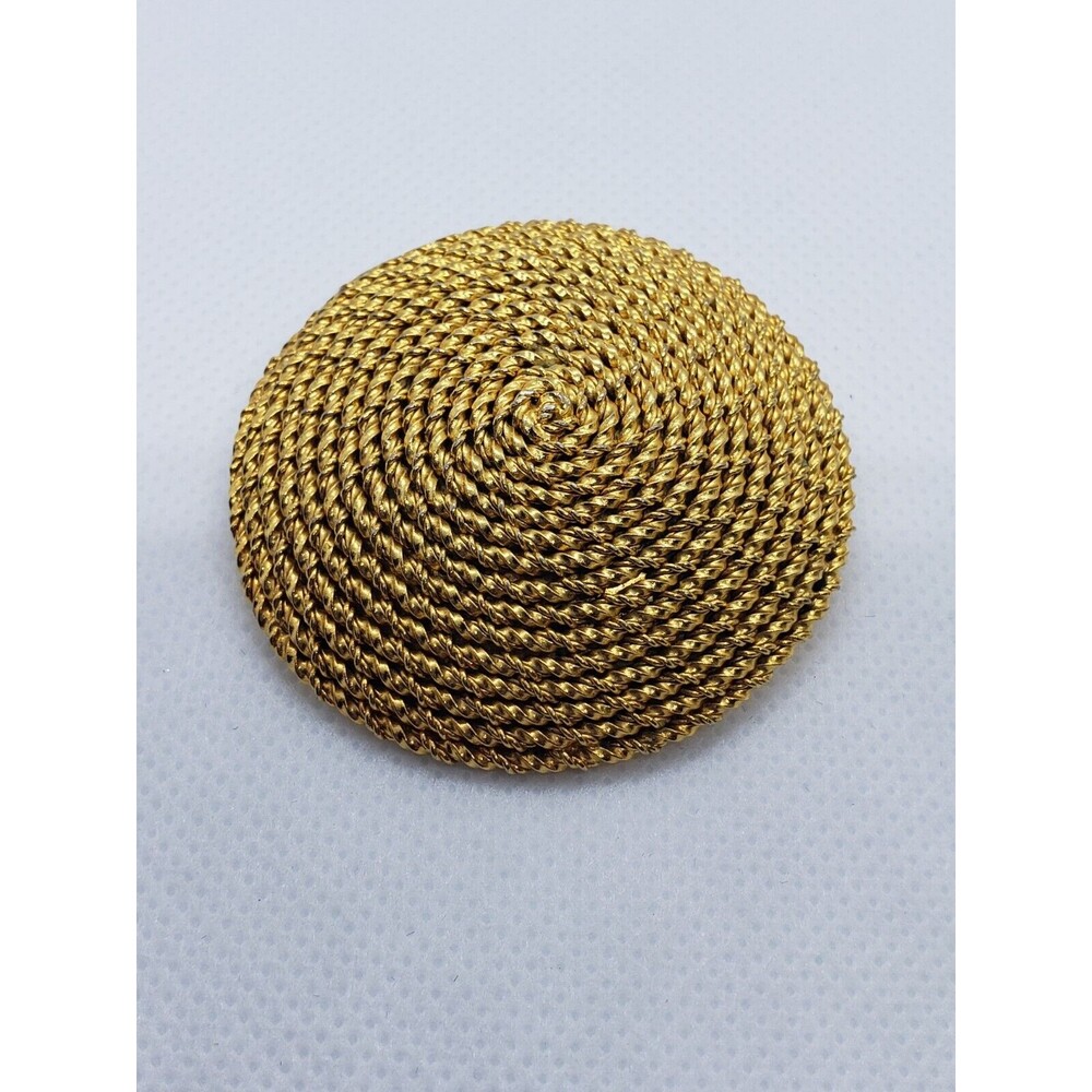Vintage Italian Style Round Goldtone Brooch Pin Rope Style